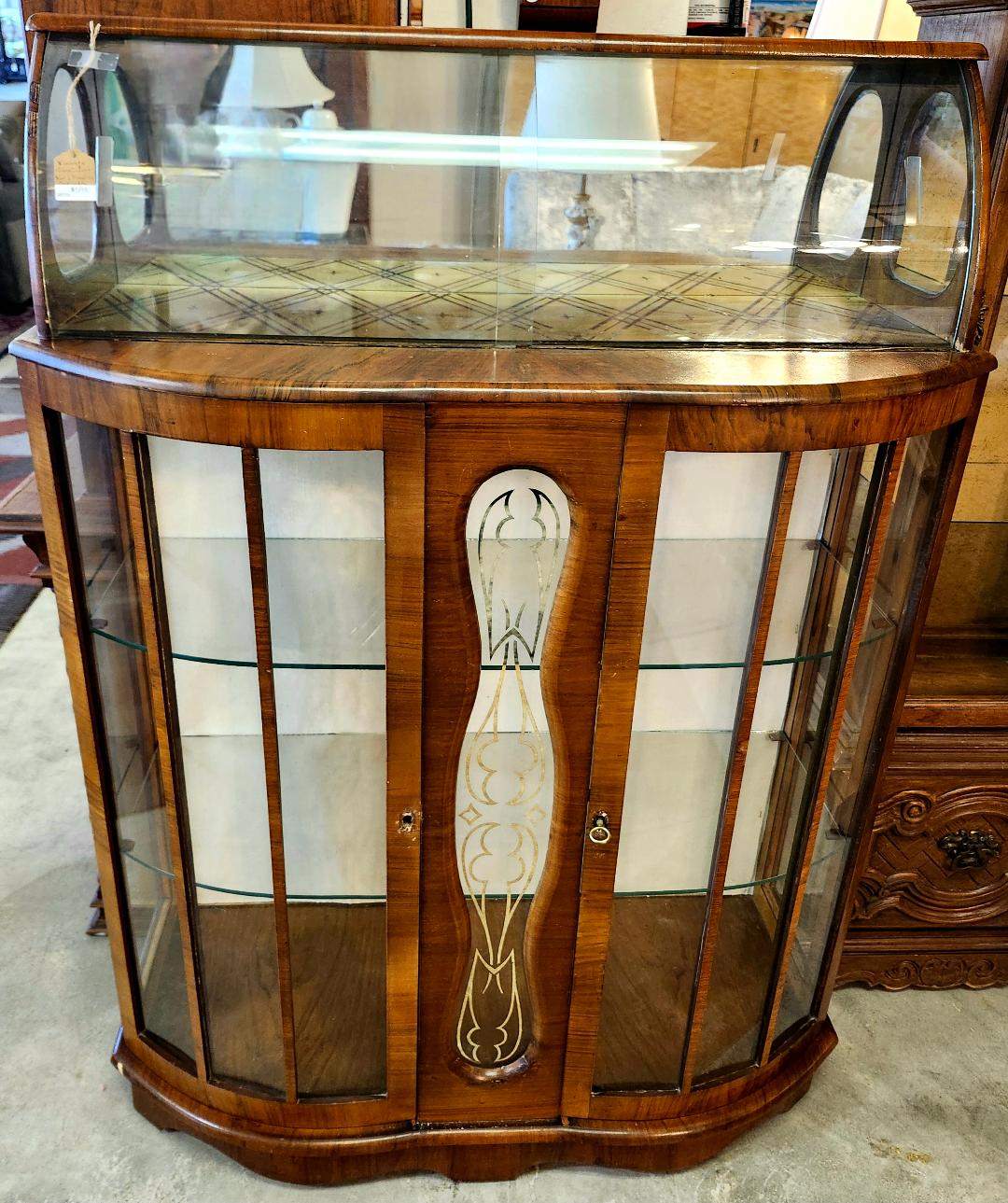 Vintage Demi-Lune Bar/ Display Cabinet