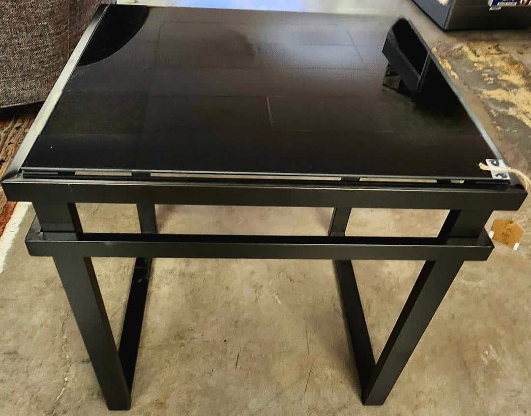 Black Glass Side Table