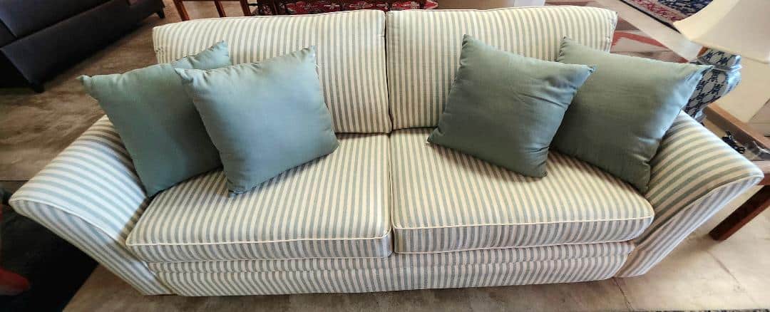 Blue & White Striped Sleeper Sofa