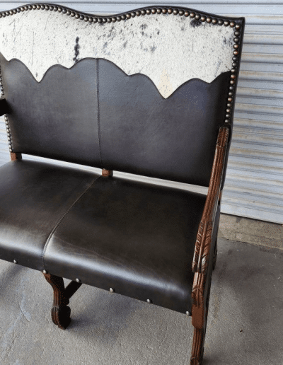 Cowhide and Leather Bench side front