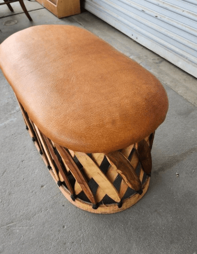Mexican Equipale Leather Ottoman side view