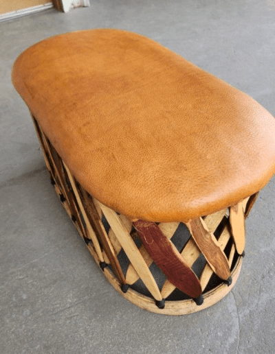 Mexican Equipale Leather Ottoman side view