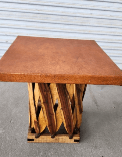 Mexican Equipale Leather Side Table side
