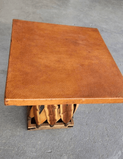 Mexican Equipale Leather Side Table side