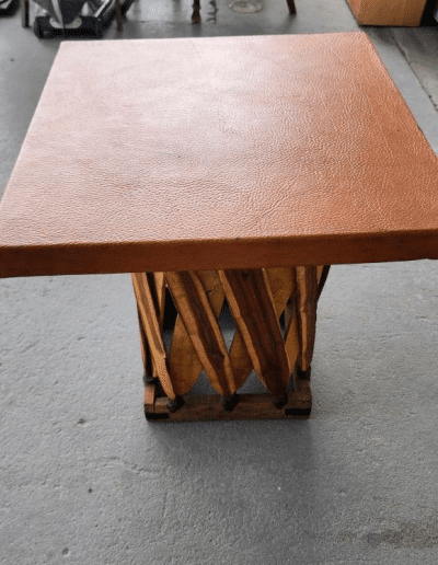Mexican Equipale Leather Side Table side
