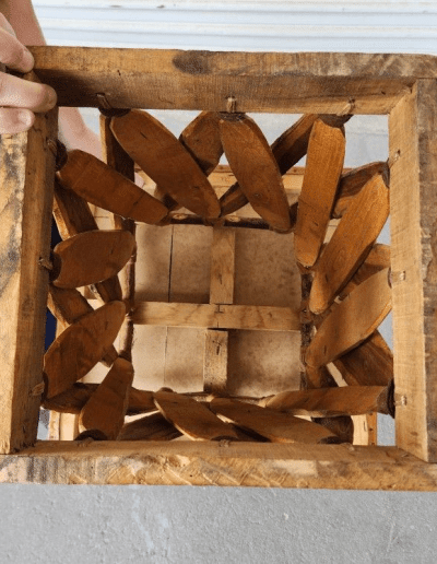 Mexican Equipale Leather Side Table bottom