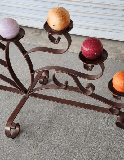 Wrought Iron 7-Cup Candelabra closeup