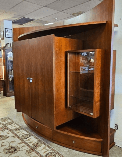 Mid-Century Modern Entertainment Unit closed doors.