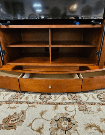 Mid-Century Modern Entertainment Unit bottom drawers front.