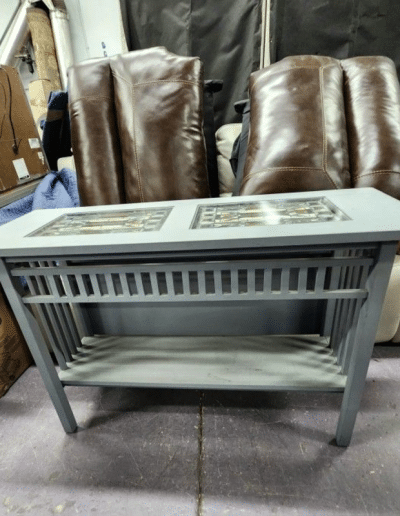 Mission Style Console Table with Stained Glass Inlays