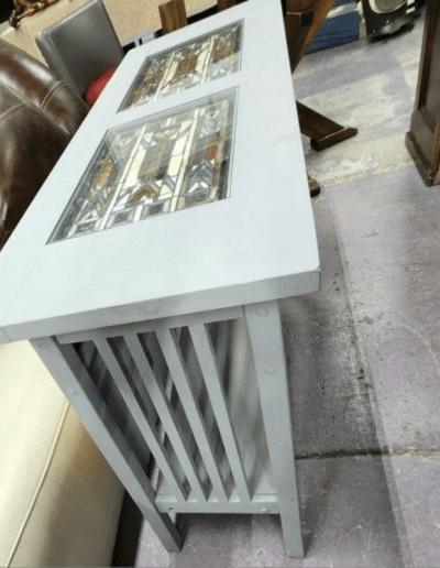 Mission Style Console Table with Stained Glass Inlays