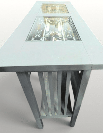 Mission Style Console Table with Stained Glass Inlays