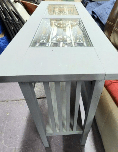 Mission Style Console Table with Stained Glass Inlays