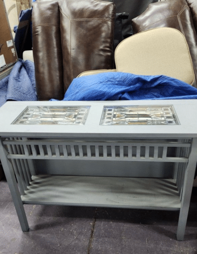 Mission Style Console Table with Stained Glass Inlays