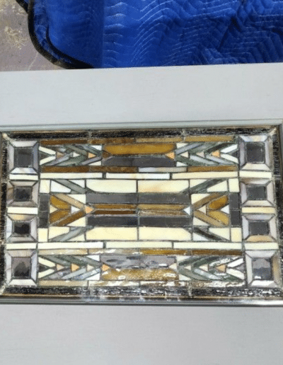 Mission Style Console Table with Stained Glass Inlays