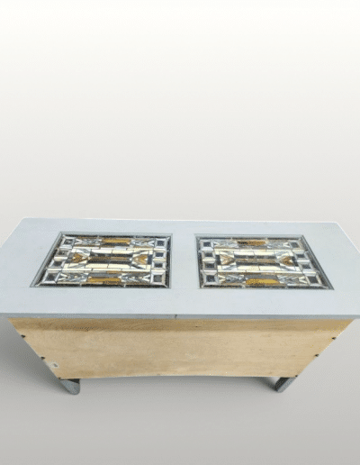 Mission Style Console Table with Stained Glass Inlays