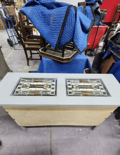 Mission Style Console Table with Stained Glass Inlays