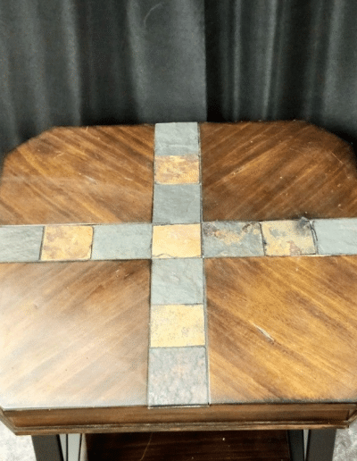 Rustic Slate & Wood End Table