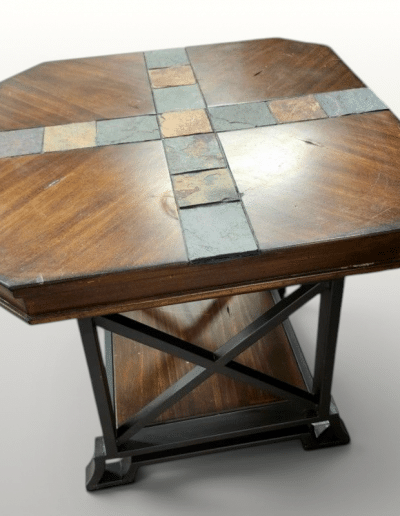 Rustic Slate & Wood End Table