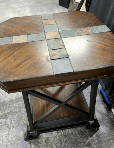 Rustic Slate & Wood End Table