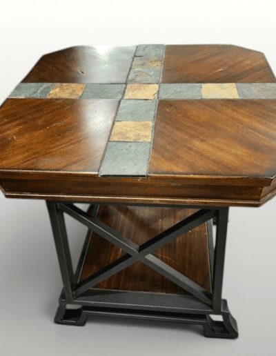 Rustic Slate & Wood End Table