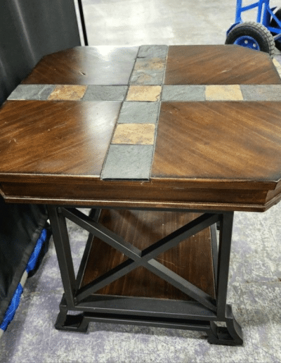 Rustic Slate & Wood End Table