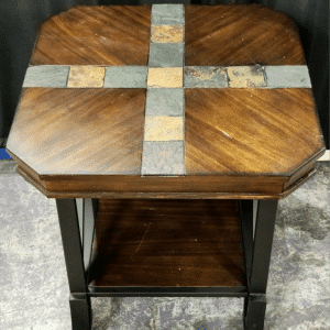 Rustic Slate & Wood End Table