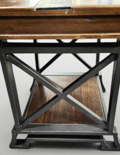 Rustic Slate & Wood End Table