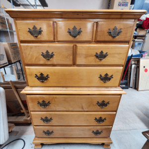 Vintage Solid Maple Chest-on-Chest Tallboy Dresser