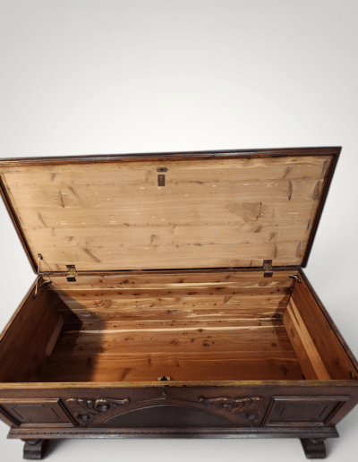 Vintage Cavalier Carved Walnut & Cedar Hope Chest