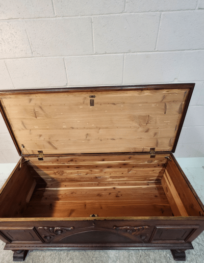 Vintage Cavalier Carved Walnut & Cedar Hope Chest