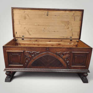 Vintage Cavalier Carved Walnut & Cedar Hope Chest