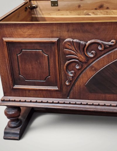 Vintage Cavalier Carved Walnut & Cedar Hope Chest