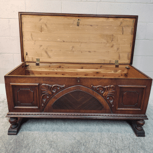 Vintage Cavalier Carved Walnut & Cedar Hope Chest