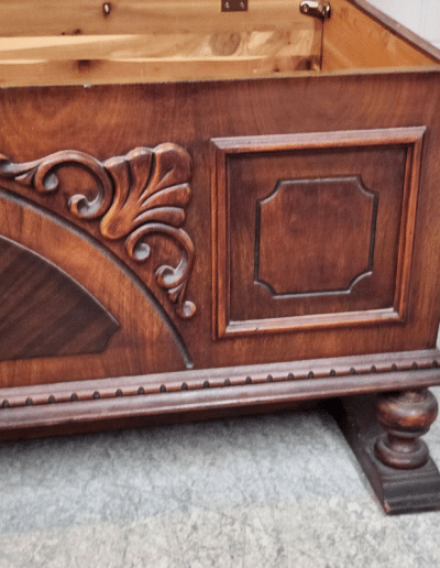 Vintage Cavalier Carved Walnut & Cedar Hope Chest