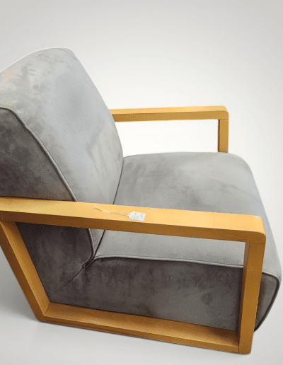 Gray Wooden Arm Swivel Chair