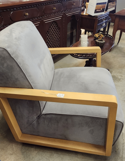 Gray Wooden Arm Swivel Chair