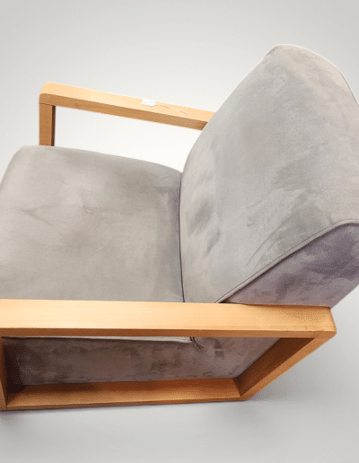 Gray Wooden Arm Swivel Chair