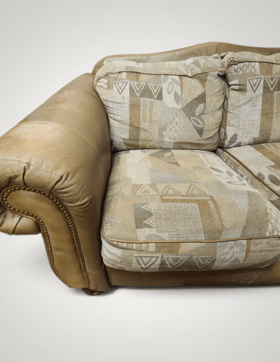 Fabric and Faux Leather Loveseat