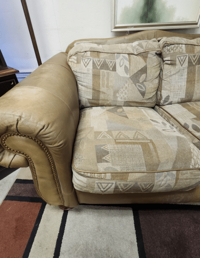 Fabric and Faux Leather Loveseat