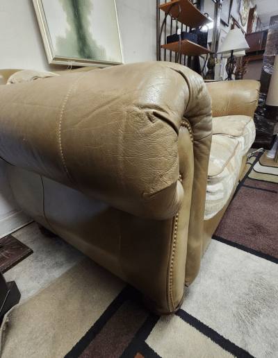 Fabric and Faux Leather Loveseat