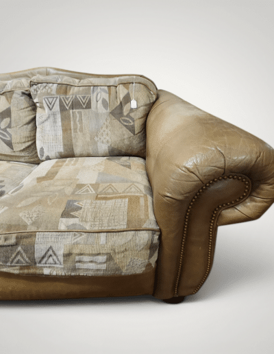 Fabric and Faux Leather Loveseat