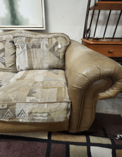 Fabric and Faux Leather Loveseat