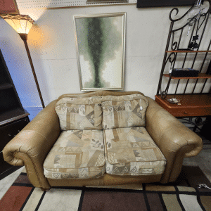 Fabric and Faux Leather Loveseat