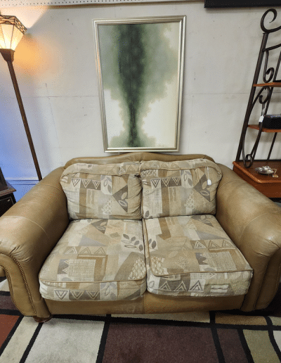 Fabric and Faux Leather Loveseat