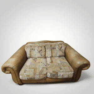 Fabric and Faux Leather Loveseat