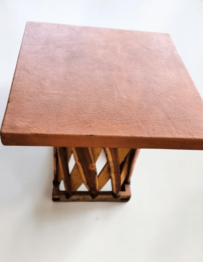 Mexican Equipale Square Leather Side Table