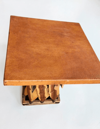 Mexican Equipale Square Leather Side Table