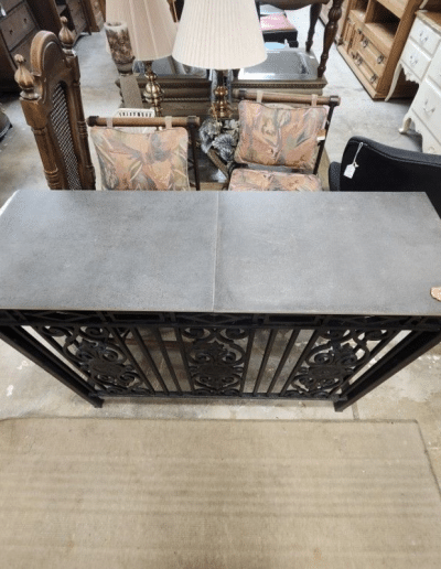 Wrought Iron & Stone Entry Table