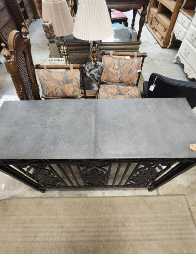 Wrought Iron & Stone Entry Table